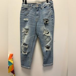 Refuge denim boyfriend jeans with rips on front size 5